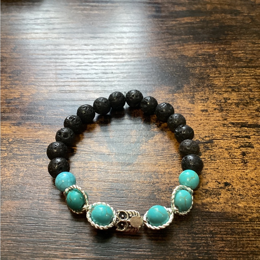 Lava Rock Beads with Turquoise Natural Stone Bracelet